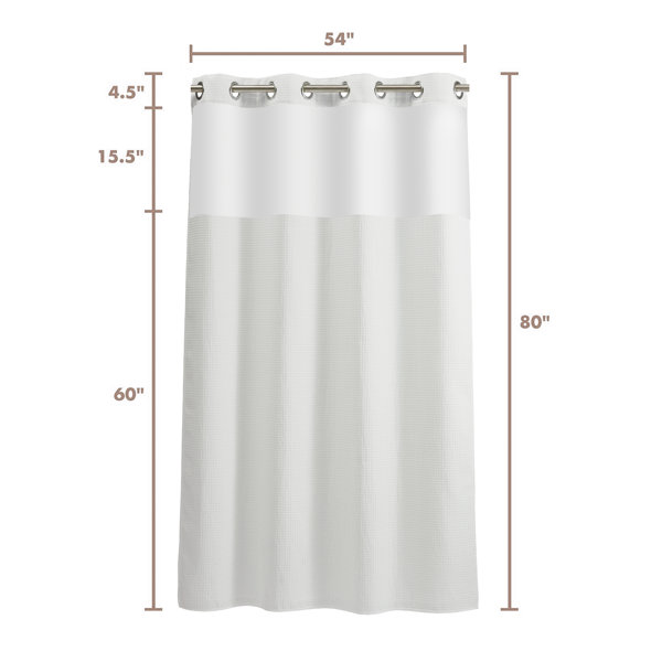 Latitude Run® Waffle Weave Shower Curtain With SnapIn Fabric Liner, Mesh Window